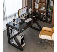 IUBGFTO Scrivania Moderna in Vetro temperato per Ufficio Domestico, scrivania da Gioco, scrivania da Studio, postazione di Lavoro per Ufficio Domestico (Nero 120 cm)