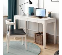 IUBGFTO Scrivania Multiuso, scrivania in Legno massello con 2 cassetti, scrivania Moderna Semplice per Ufficio Domestico, Piccola (Bianca, 47 Pollici)