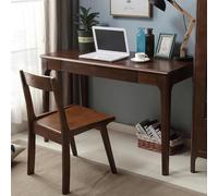IUBGFTO Scrivania Multiuso, scrivania in Legno massello con 2 cassetti, scrivania Moderna Semplice per Ufficio Domestico, Piccola (Noce 47 Pollici)
