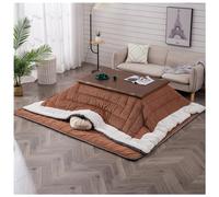 IUBGFTO Set da Tavolo 4 con Tappeto riscaldante Trapuntato, mobili Giapponesi, tavoli riscaldati Tatami Futon, piumone, Tavolo da Pranzo Basso, Coperta, scaldapiedi per la casa (Marrone A)