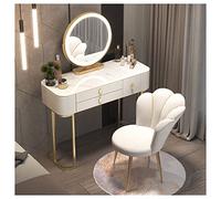 IUBGFTO Set da toeletta con 3 cassetti, toeletta con luci a LED, scrittoio con Specchio per Camera da Letto, scrivania per Il Trucco (Bianco 100 cm/39,4 Pollici)