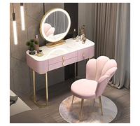 IUBGFTO Set da toeletta con 3 cassetti, toeletta con luci a LED, scrivania da toeletta con Specchio per Camera da Letto, scrivania per Il Trucco (Rosa 100 cm/39,4 Pollici)