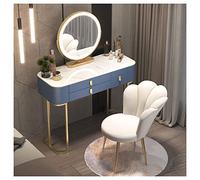 IUBGFTO Set da toeletta con 3 cassetti, toeletta con luci a LED, scrivania da toeletta con Specchio per Camera da Letto, scrivania per Il Trucco (Blu 80 cm/31,5 Pollici)