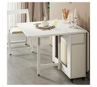 IUBGFTO Set Tavolo e sedie Pieghevoli, Tavolo da Pranzo in Legno massello e sedie con 4 sedie, Tavolo a ribalta per Cucina, Sala da Pranzo, Soggiorno (Bianco)