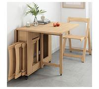 IUBGFTO Set Tavolo e sedie Pieghevoli, Tavolo da Pranzo in Legno massello e sedie con 4 sedie, Tavolo a ribalta per Cucina, Sala da Pranzo, Soggiorno (Colore Legno)