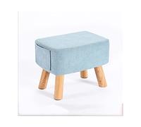 IUBGFTO Sgabello ottomano Poggiapiedi in Legno massello e Pouf Piccolo poggiapiedi Cambio Scarpe Panca Divano Basso Sedia Poggiapiedi per Soggiorno Sgabello per Scarpe (Blu Piccolo)