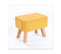 IUBGFTO Sgabello ottomano Poggiapiedi in Legno massello e Pouf Piccolo poggiapiedi Cambio Scarpe Panca Divano Basso Sedia Poggiapiedi per Soggiorno Sgabello per Scarpe (Giallo Piccolo)