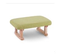 IUBGFTO Sgabello ottomano Poggiapiedi in Legno Sgabello Morbido in Cotone Traspirante e Lino Pouf Quadrato Semplice e Carino Poggiapiedi Basso per Sgabello per Scarpe da Camera (Verde)