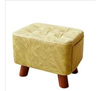 IUBGFTO Sgabello ottomano Poggiapiedi in Pelle Pouf Piccola Panca in Legno Cambio per Interni Scarpe Poggiapiedi Decorazione Semplice per Esterni Soggiorno Sgabello per Scarpe da Ingresso (Giallo)