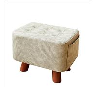 IUBGFTO Sgabello ottomano Poggiapiedi in Pelle Pouf Piccola Panca in Legno Cambio per Interni Scarpe Poggiapiedi Arredamento Semplice per Esterni Soggiorno Sgabello per Scarpe da Ingresso (Naturale)