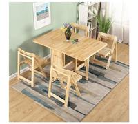 IUBGFTO Tavolo da Pranzo Pieghevole da Cucina da 1,3 m con 4 sedie, Tavolo da Pranzo Estensibile in Legno con ripiano Ribaltabile per Sala da Pranzo, Soggiorno, Ristorante (Legno)