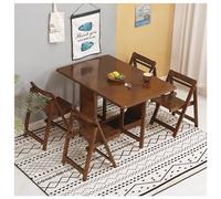 IUBGFTO Tavolo da Pranzo Pieghevole da Cucina da 1,3 m con 4 sedie, Tavolo da Pranzo Estensibile in Legno con ripiano Ribaltabile per Sala da Pranzo, Soggiorno, Ristorante (Marrone)