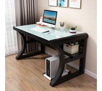 IUBGFTO Vetro temperato, Moderno Semplice con Ripiani portaoggetti, Grande postazione di Lavoro da Gioco per Ufficio Domestico (Bianco e Nero 80x60x75 cm)