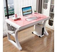 IUBGFTO Vetro temperato, Moderno Semplice con Ripiani portaoggetti, Grande postazione di Lavoro da Gioco per Ufficio Domestico (Rosa 100x60x75 cm)