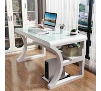IUBGFTO Vetro temperato, Moderno Semplice con Ripiani portaoggetti, Grande postazione di Lavoro da Gioco per Ufficio Domestico (Bianco 120x60x75cm)