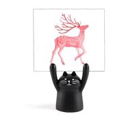 Iucn - Porta memo a forma di cervo Sika con animali in pericolo di estinzione, decorazione a forma di gatto nero