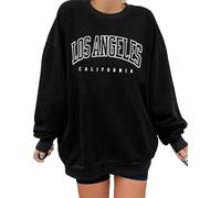 iudam Felpa da donna oversize a maniche lunghe Los Angeles Y2K Vintage Oversized Autunno Inverno Casual Camicetta Top, Los Angeles Nero, M