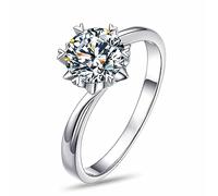 IUDWCG-1 Pcs Anello da donna,fiocco di neve in oro bianco a sei griffe con diamante pieno simulato,anello aperto regolabile e antiallergico in rame,un regalo per una ragazza o una madre affascinante