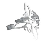 IUDWCG-1 Pcs Anello strega da donna, anello quadrilatero in acciaio al titanio con nodo celtico, anello aperto regolabile antiallergico in ottone, un regalo per una ragazza o una madre affascinante