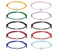 IUDWCG 12 Pcs Bracciale cuore pesca fortunato bracciale cuore amicizia, bracciale cuore corda bracciale cuore filigrana dimensioni bracciale cuore regolabile per le ragazze femminili