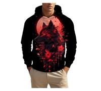 IUERVPS 3D Unisex Clothing Print Men's Fashion Animal Wolf Hoodies Top Autumn Fashion Casual Long Sleeved Pullover Oversized Sweatshirts(LMC04K2024111Z3,3XL)