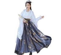 IUERVPS Vestito cinese Hanfu di grandi dimensioni 3XL da donna, costume da fata di carnevale, costume da festa, abito vintage della dinastia Tang, blu Hanfu, taglie forti(Black 3pcs set,XXL)