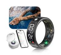 IUHFSIFS Anello intelligente a 6 generi, con schermo a LED. Tecnologia 5,3 + EDR - 0,1% ± errore: impermeabile 5 ATM. Anello per uomini e donne per monitorare il sonno, la frequenza cardiaca, nero 9#