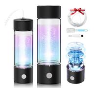 IUHFSIFS Bottiglia ad idrogeno 2 in 1 【5000PPB】【Tecnologia SPE PEM 】Doppia concentrazione di idrogeno, trattamento dell'acqua in 3 minuti, 450 ml nero
