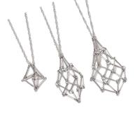 Iuhtrb 3Pcs Regolabile Vuota Pietra Titolare Della Collana Gabbia Del Pendente Della Catena Del Collo Delle Donne Degli Uomini Catena