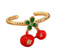 Iuhtrb Anelli di ciliegie eleganti anelli astratti di apertura della struttura di rame per le donne giovanili di moda uso quotidiano e del partito gioielli di moda, Misura unica, come descritto, come