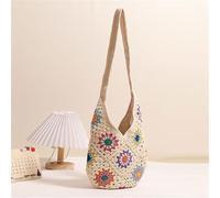 Iuhtrb Borsa a tracolla da donna lavorata a maglia, borsa da spiaggia alla moda a spalla all'uncinetto per vacanze con fiori colorati borsa da donna borsa da spiaggia a tracolla lavorata a maglia