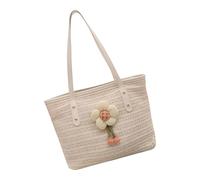 Iuhtrb Borsa a tracolla di paglia da donna di grande capacità ascella vacanza femminile elegante spiaggia donna spiaggia vacanza paglia grande capacità borsa alla moda, bianco, One Size