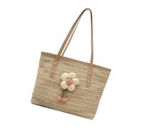 Iuhtrb Borsa a tracolla di paglia da donna di grande capacità ascella vacanza femminile elegante spiaggia donna spiaggia vacanza paglia grande capacità borsa alla moda, cachi, One Size