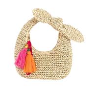Iuhtrb Borsa di paglia leggera da spiaggia alla moda borsa con manico superiore per feste di nozze e vacanze uso quotidiano borsa di paglia da donna per feste e matrimoni, C, One Size