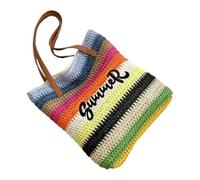Iuhtrb Borsa in paglia arcobaleno amichevole leggera e spaziosa borsa casual borse a tracolla borsa con manico superiore per uso quotidiano borsa tessuta per viaggi, A, One Size