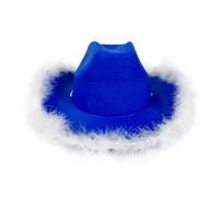 Iuhtrb Cappello da sole blu con bordo piumato a tesa larga per occasioni speciali e uso quotidiano Accessori per testa eventi Cosplay