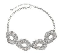 Iuhtrb Collana a catena circolare irregolare esagerata per donne e uomini in metallo gotico regolabile catena clavicola gioielli disegni esagerati girocollo, Misura unica, come descritto, come