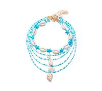 Iuhtrb Collana regolabile con conchiglie da spiaggia per le donne catena del collo multistrato accessori moda gioielli delicati sulla pelle gioielli casual da spiaggia, Misura unica, come descritto