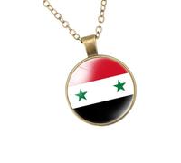 Iuhtrb Collana unica con ciondolo con bandiere della Siria per collezionisti e amanti della moda cercano gioielli distintivi pezzi eleganti disegni bandiera, Misura unica, come descritto, come