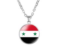 Iuhtrb Collana unica con ciondolo con bandiere della Siria per collezionisti e amanti della moda cercano gioielli distintivi pezzi eleganti disegni bandiera, Misura unica, come descritto, come