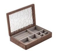 Iuhtrb Contenitore di immagazzinaggio pratico dei monili di legno robusto con i divisori personalizzabili portatile per il caso efficiente dei monili di viaggio dell'organizzazione degli accessori