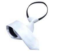Iuhtrb Cravatta in seta bianca tinta unita con cerniere per studenti e professionisti Unisex regolabile pre legate cravatte Cravatta classica, B, Taglia unica
