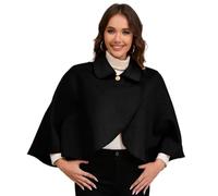 Iuhtrb Donne Inverno Autunno Faux Lana Mantelli Croci Frontale Risvolto Collare Casual Maglione Avvolgere Scialle Mantello Corto Per Il Partito Casual Donne Breve Mantello Coverup, Nero , Taglia unica
