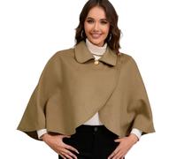 Iuhtrb Donne Inverno Autunno Faux Lana Mantelli Croci Frontale Risvolto Collare Casual Maglione Avvolgere Scialle Mantello Corto Per Il Partito Casual Donne Breve Mantello Coverup, cachi, Taglia unica