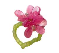 Iuhtrb Elastico Perline Viole Floreali Acrilico Anelli Regolabili Gioielli Dito Coreano Stili Donne Accessorio di Moda Per Il Partito Regolabile Viole Fiore, Misura unica, come descritto, come