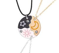 Iuhtrb Elegante ciondolo a forma di sole, luna e stella, collane abbinate per un robusto ciondolo in lega Zines con catena regolabile da indossare tutti i giorni