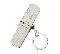 Iuhtrb Elegante portachiavi in metallo girevole a forma di telefono borsa a catena decorazione ciondolo auto per zaino borsa scuola portafogli portachiavi interattivo, Argento, Taglia unica