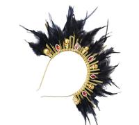 Iuhtrb Fascia per capelli con cristalli piumati Lolitas accessorio alla moda per donne ragazze Natale feste di Halloween forniture fascia piuma