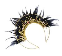 Iuhtrb Fascia per capelli con cristalli piumati Lolitas accessorio alla moda per donne ragazze Natale feste di Halloween forniture fascia piuma