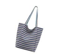 Iuhtrb Grande Capacità Stripe Canvas Toted Bag Trendy Borse A Tracolla Borsa Borsa Per Shopping Spiaggia Borsa Alla Moda Regali Borsa Borsa, Blu, Taglia unica